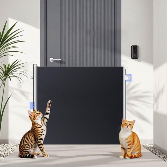 Widely Selected Black PVC Retractable Pet Gate, No Drill Pet Fence with Pin Lock Door, Anti-Jump Isolation Barrier for Dogs Cats Indoor Doorway 19.69 x 49.21in