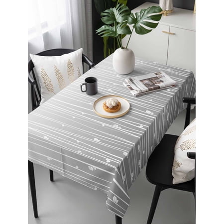Gray Flower Tablecloth Rectangle Table Cloth 60x120 Waterproof Tablecloth Outdoor Table Cloth Geometric Stripe Gradient Branch Minimalist Washable Table Cover for Kitchen Dinning Party