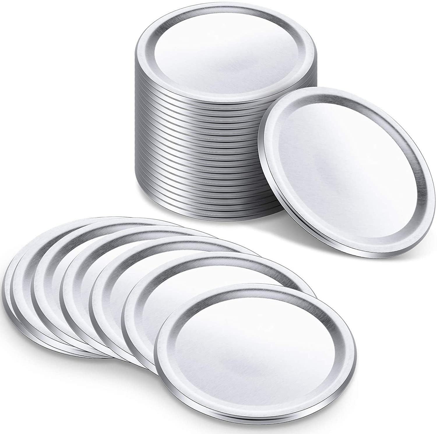 100 Pcs Wide Mouth 86mm Mason Jar Lids, Silver Lids With Seals Rings 72