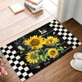 thumbnail image 3 of Summer Sunflower Entrance Door Mat, Buffalo Plaid Black White Low Profile Kitchen Decor Welcome Doormat, Non-Slip Carpet Rugs Floor Mat Decorative for Home Bathroom Kitchen Indoor - 20"x31.5", 3 of 6