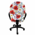 thumbnail image 3 of Flower Office Chair Slipcover, Purple Flowers Poppy and Daisy Summer Nature Wildflowers Graphic, Protective Stretch Decorative Fabric Cover, Standard Size, Lavender Scarlet, by Ambesonne, 3 of 5