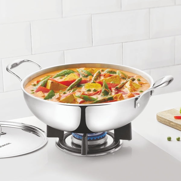 Borosil Stainless Steel Flat Kadhai - Thumbnail 4