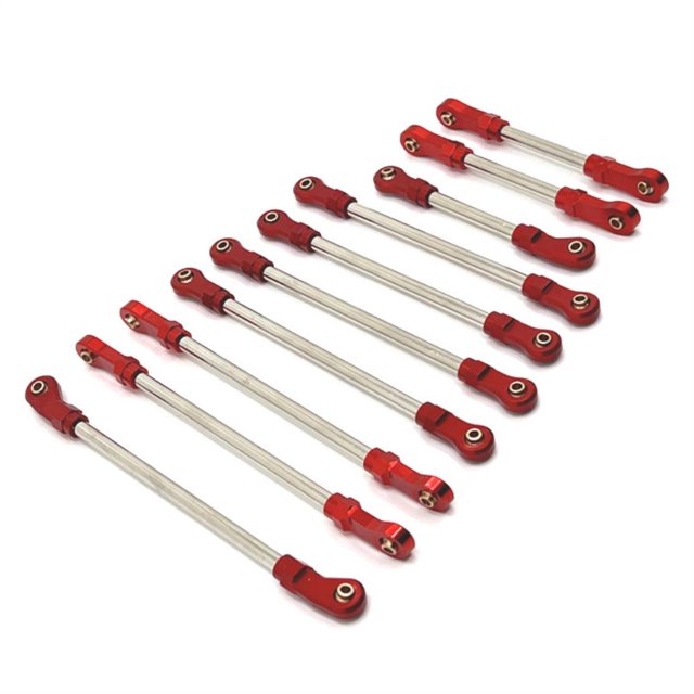 Xingzhi 10pcs Wheelbase Steering Link Rod Set For 1/10 R1002 RC Car Accessories Red
