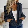 thumbnail image 6 of Uaswgudfs Women's Winter Sherpa Jacket, Zip-Up Lapel Fleece Outerwear, Casual Solid Long Sleeve Plush Coat for Daily, Cold Weather & Layering Wear Navy XL, 6 of 6