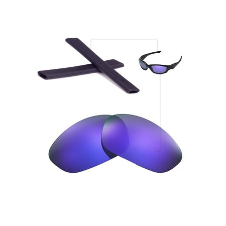 Walleva Purple Polarized Lenses And Black Earsocks For Oakley Straight Jacket Sunglasses
