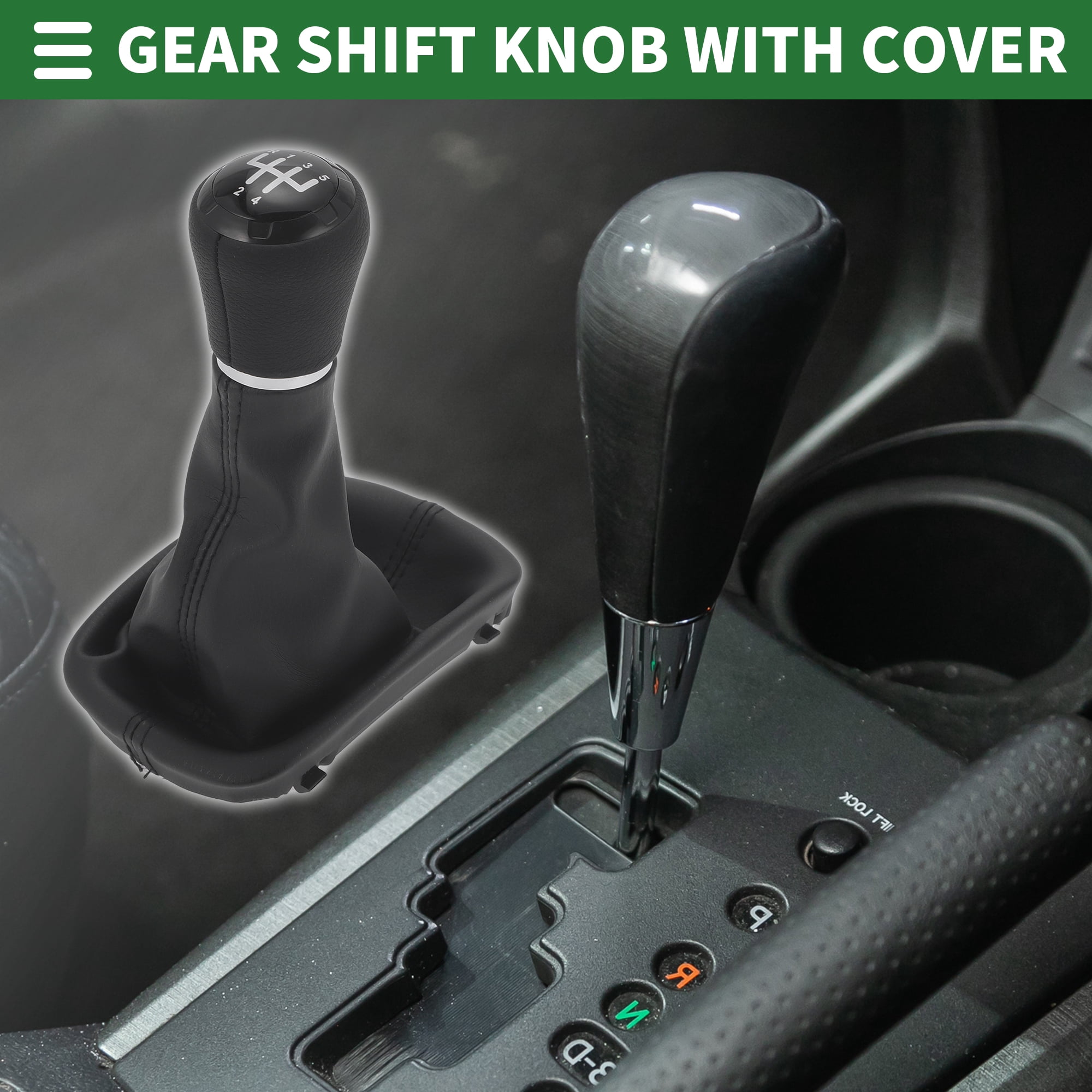 Gear Shift Knob with Cover 5 Speed Manual  Stick Shifter Knob for Audi A3 8L 96-00 Faux Leather Black