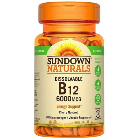 Sundown Naturals Super Potency Sublingual B-12 6000 mcg Tablets 30 ea (Pack of 2)