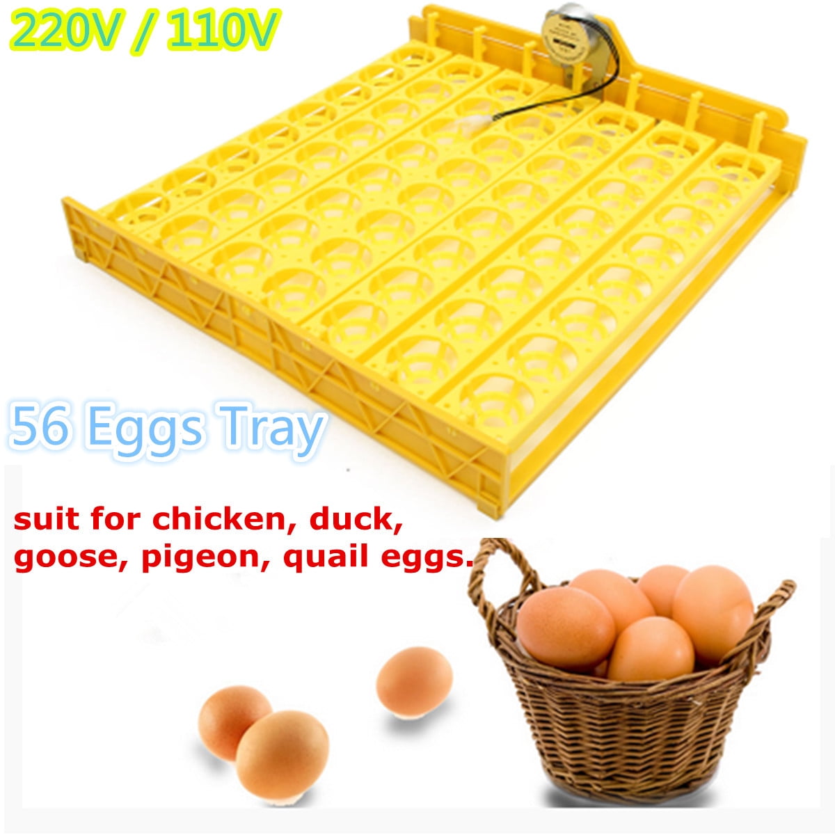 Automatic 56 Chicken Egg Incubator Turner Tray Quail Duck With 110V/220V Motor 
