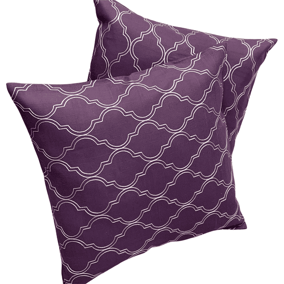 HomeMagic, 18" x 18" Purple Diamond Decorative Pillow Cover, 100% Embroidered Polyester