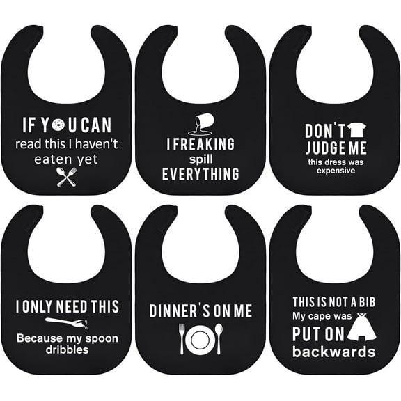 6 Pcs Adult Bibs for Women Men Washable Funny Adult Bibs Waterproof Clothing Protectors for Adults Elderly