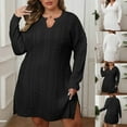 thumbnail image 5 of ZQUUVOU Knit Sweater Dress for Women Plus Size Long Sleeve V Neck Cable Knit Soft Outfit Knee Length Casual Dress Black, 5 of 5