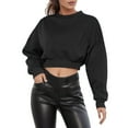 thumbnail image 3 of Vedolay Hoodless Sweatshirts for Women 2023 Casual Oversized Long Sleeve Hoodie Sweatshirts Black,S, 3 of 5