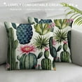 thumbnail image 3 of RUIYC  Pack of 2 Decorative Square Throw Pillow Covers Cushion Case  Green Blue Cacti Flower Soft Pillowcase Pillow Sham Protector for Bed Sofa Couch Home Decor, 3 of 5