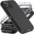 thumbnail image 1 of wonima44 for iPhone 11 Pro Max Case, Military Grade 3 in 1 Heavy Duty Shockproof/Drop Proof/Dust Proof Case with 2Pcs Tempered Glass Screen Protector (Black/Grey), 1 of 1