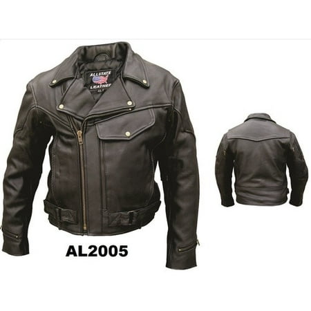 Men'S 50 Size Vented front flap Pockets Split Cowhide Black Leather Biker Jacket With Adjustable Side Velcro