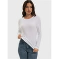 thumbnail image 3 of Womens Long Sleeve Stretch Crew neck T-Shirt Fitted Casual Basic Tops, 3 of 6
