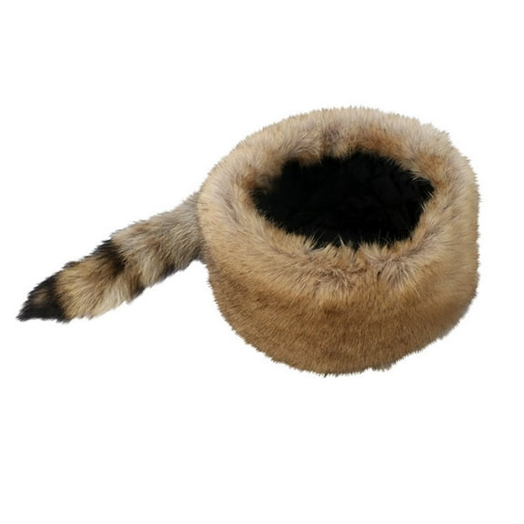 Unisex Adult Plush Flat Caps Mongolian Hat with Raccoons Tail Woman Teens Casual Winter Keep Warm Hat