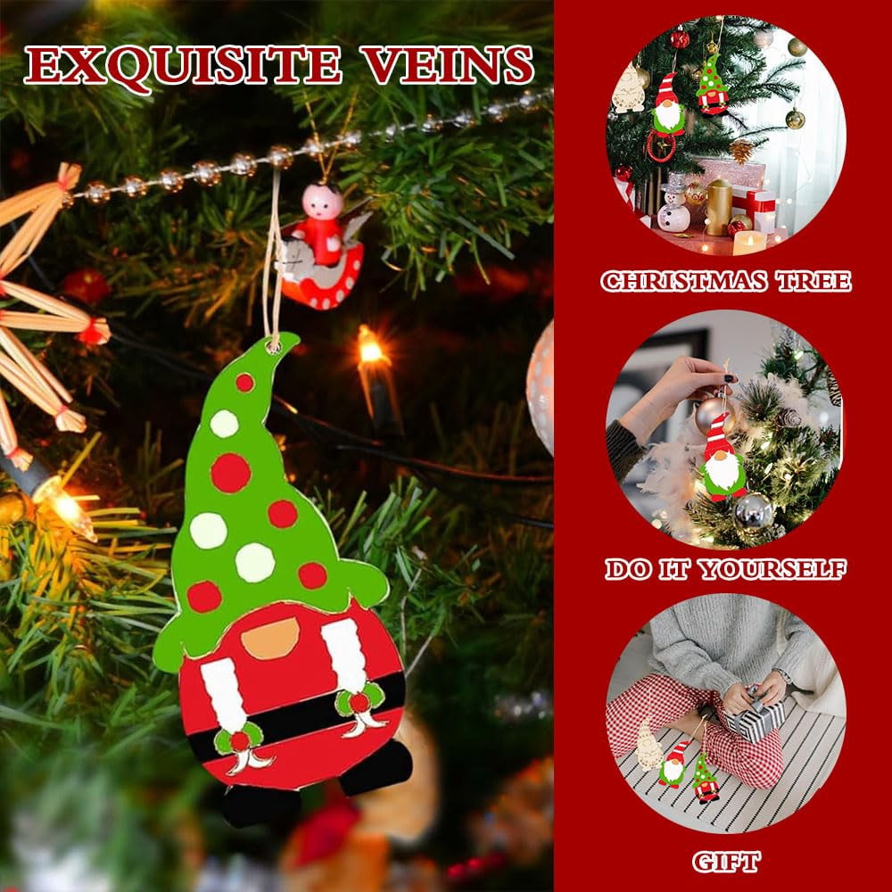 YUNOVA 354pcs Christmas Wooden Ornaments DIY Kit for Kids, Painting Craft Set with Elf Pendants, Bells, Eyes, Strings for Tree Decorations, Holiday Party Crafts