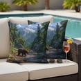thumbnail image 4 of Forests Bears Outdoor Waterproof Pillow Covers, Modern Art Mountain Animals Watercolor Decorative Square Throw Pillowcase Sofa Cushion Sham for Patio/Couch/Chair, 16"x16" 2 Pack, 4 of 8