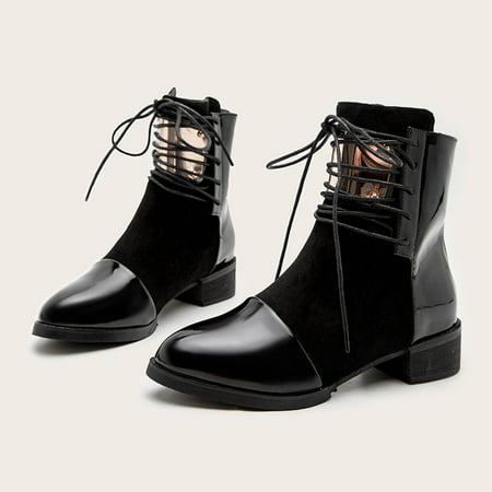 

Womail Women s Lace up Ankle Booties New Style Fashion Casual Non-slip Strappy Flats Outdoor Round Toe Short Boots for Autumn And Winter Savings on Clearance