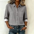 thumbnail image 5 of Noric Women's Striped Shirt Long Sleeve Button Down Lapel Collar Loose Fit Casual Office Business Tops, 5 of 9