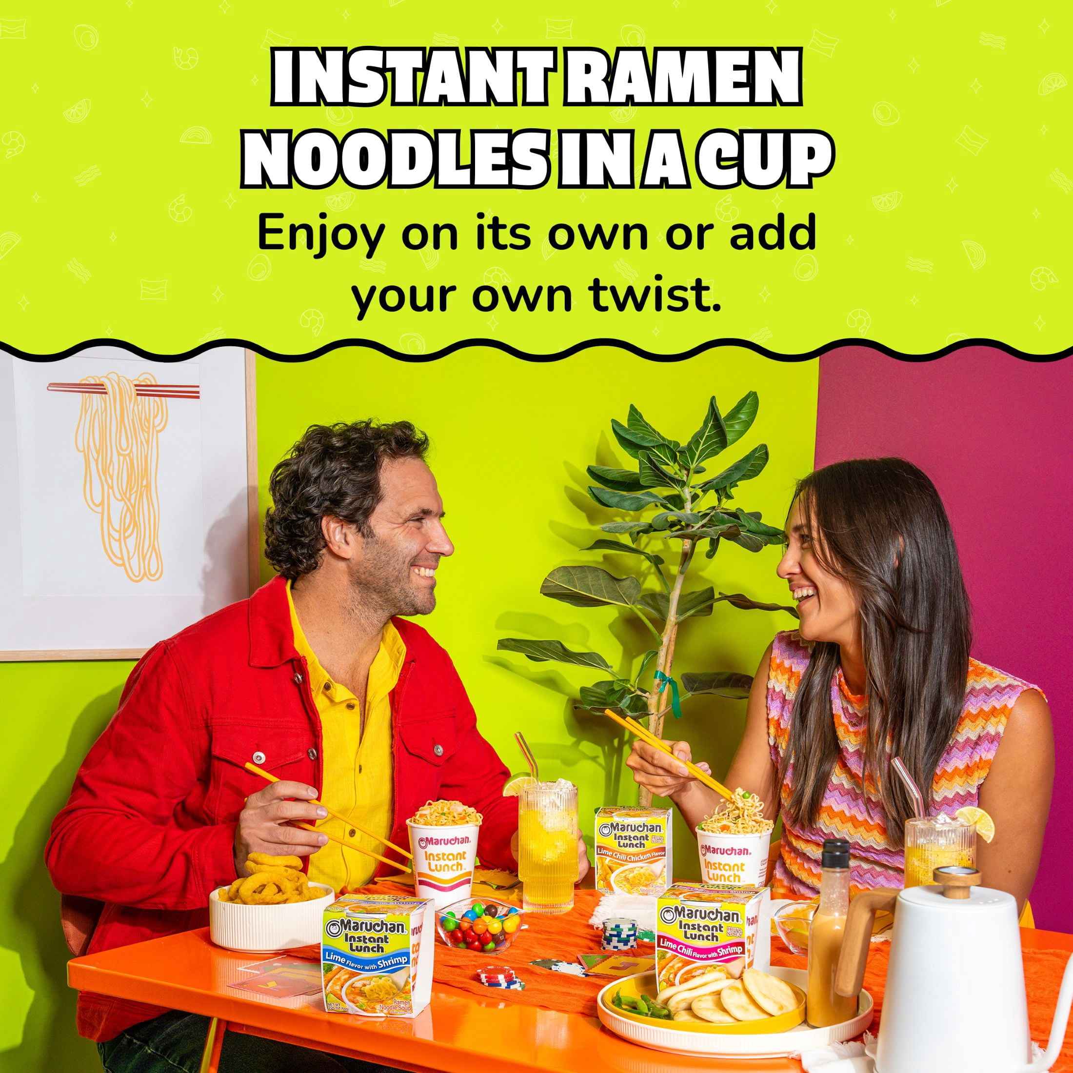 Maruchan Instant Lunch Ramen Noodles, Lime Chili Flavor with Shrimp, 2.25 oz Cup