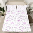 thumbnail image 5 of jejeloiu Cartoon Bowtie Full Size Sheets,Bow Bowknot Floral Bed Sheets,Purple White Sheet Sets For Girl,Microfiber Room Decor,4-Piece, 5 of 7