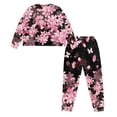 thumbnail image 5 of Yuyamidu Cherry Blossom Nightwear for Women Pajama Set Casual Round Neck Sleep Tops with Long Sweatpants 2 Pieces Cozy Long Sleeve Sleep Wear Size 2XL, Pink, 5 of 7