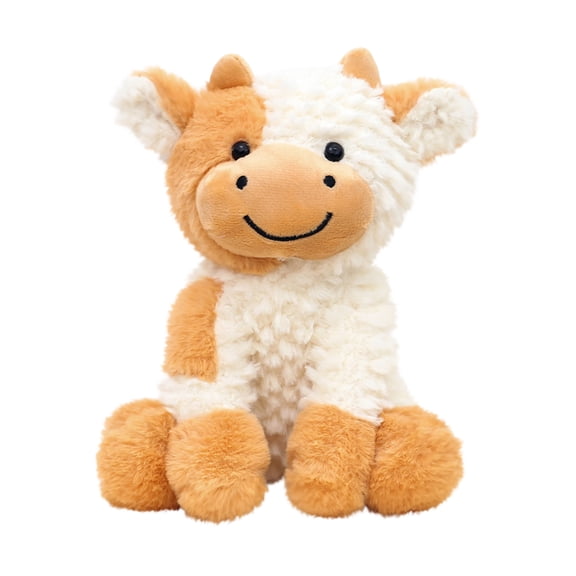 8.6in Small Cow Stuffed Animal Toy, Soft Plush Dairy Cow Mascot, Spotted Cattle Plushie, Portable Farm Animal Figure, Cute Desk Decoration, Cuddly Bovine Doll, Black and White