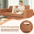 thumbnail image 6 of Costway Modern Loveseat Linen Fabric 2-Seat Sofa Couch w/ Side Storage Pocket Orange, 6 of 10