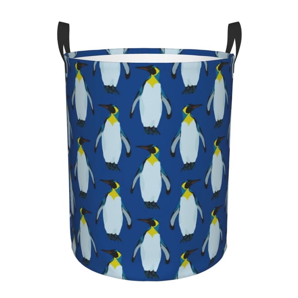 Fotbe Beautiful King Penguin Pattern Cesto de Ropa con Asas, Cesto Impermeable de Gran Capacidad, Bolsa de Lavado para Dormitorio, Cesto de Ropa con Ruedas y Asas-Small