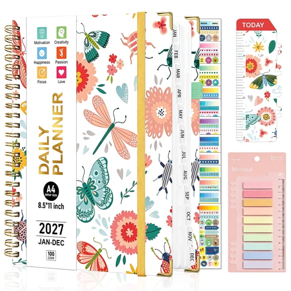 Amaopus 2027 Planner – Academic Weekly & Monthly Planner 2027, Jan. 2027 – Dec. 2027, 8.5" x 11" with Colorful Tabs, Hardcover, Thick Paper, Twin-Wire Binding, Back Pocket, To-Do & Notes