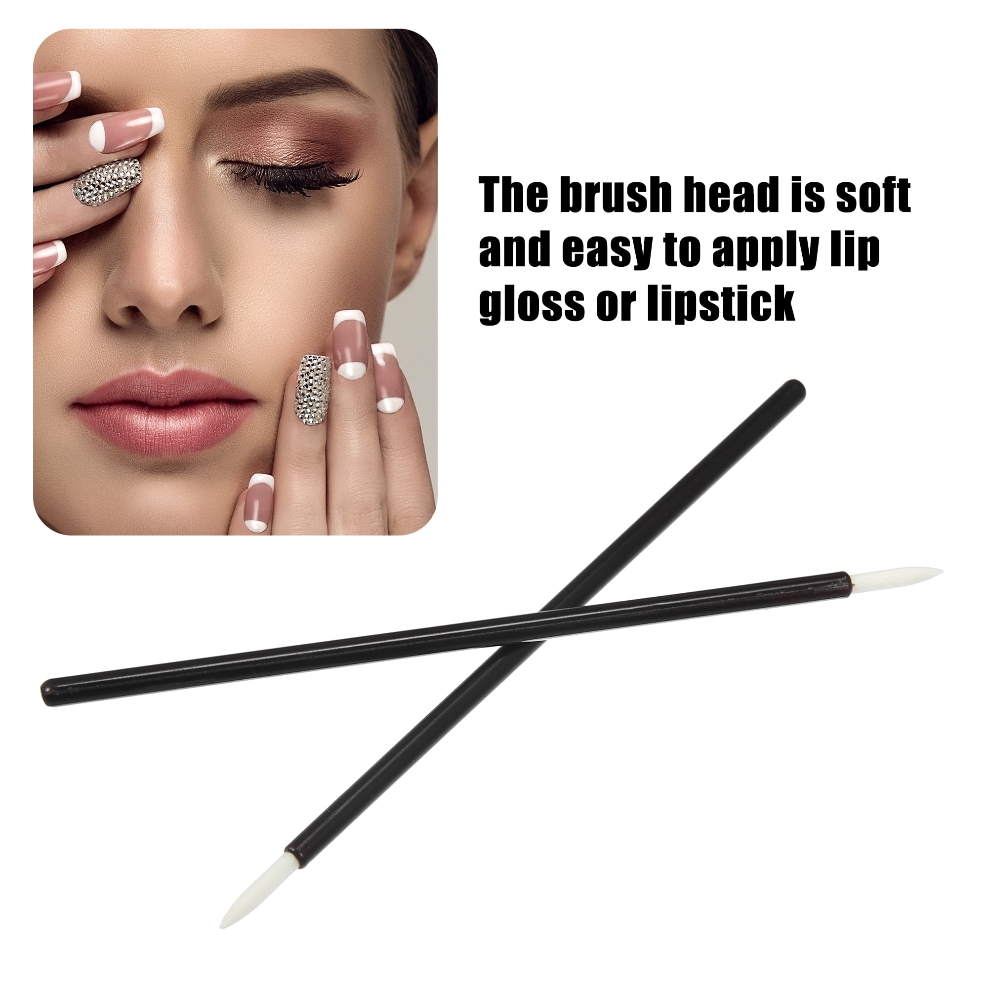 Unique Bargains 50 Pcs Eyeliner Brushes Applicators with Cover for Makeup Application