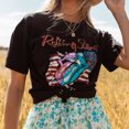 thumbnail image 1 of Camiseta Labios Bandera Americana Lady American Flag Blusas Camisas Cuello redondo Suelto Streetwear Traje (Negro L) Cgtredaw Para estrenar, 1 of 6