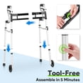 thumbnail image 5 of Andador plegable estrecho Delog para personas mayores, 3 en 1, con ruedas delanteras de 5", ancho ajustable, compacto y estándar, soporta hasta 350 lb, apto para FSA/HSA., 5 of 5
