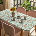 thumbnail image 3 of Easter Bunny Table Cloths for 4 Foot Rectangle Tables, Spring Easter Eggs Botanical Green Striped Patio Waterproof Elastic Fitted Tablecloths, Washable Rectangular Table Cover for Camping, 3 of 8