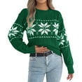 thumbnail image 4 of KHONTS Sweater Christmas for Women Turtleneck Long Sleeve Knit Sweaters Casual Loose Holiday Jumper Tops Winter Outfits B-Green S, 4 of 4