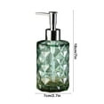thumbnail image 3 of WEGFTDUOP Rhombus Green Glass Soap Dispenser 350 ml, Press Pump Empty Bottle for Kitchen & Bathroom, Refillable Shampoo Shower Gel Container, 18 cm Tall, 3 of 6