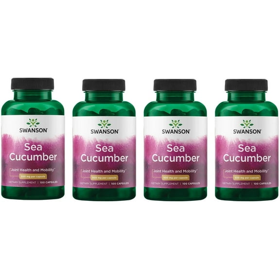Swanson Sea Cucumber - Natural Supplement Promoting Joint Health & Mobility Support - Supports Cartilage Protection & Connective Tissue Health - (100 Capsules, 500mg Each) 4 Pack