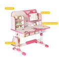 thumbnail image 3 of kluokesi 2Pcs/Set Kids Study Desk Chair Set, Height Adjustable Children School Study Table Chair Set with Astronaut Pattern, Ergonomic Desk Chair with Writing Board, Bookshelf and Drawer (Pink), 3 of 8