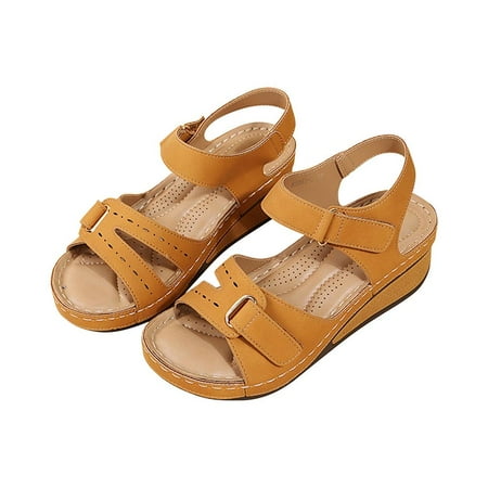 

Frostluinai Savings Clearance wedge sandals for women Women s Cushionaire Luna Cork footbed Sandal Comfort Beach Massage Sandals for Indoor Outdoor gift on clearance