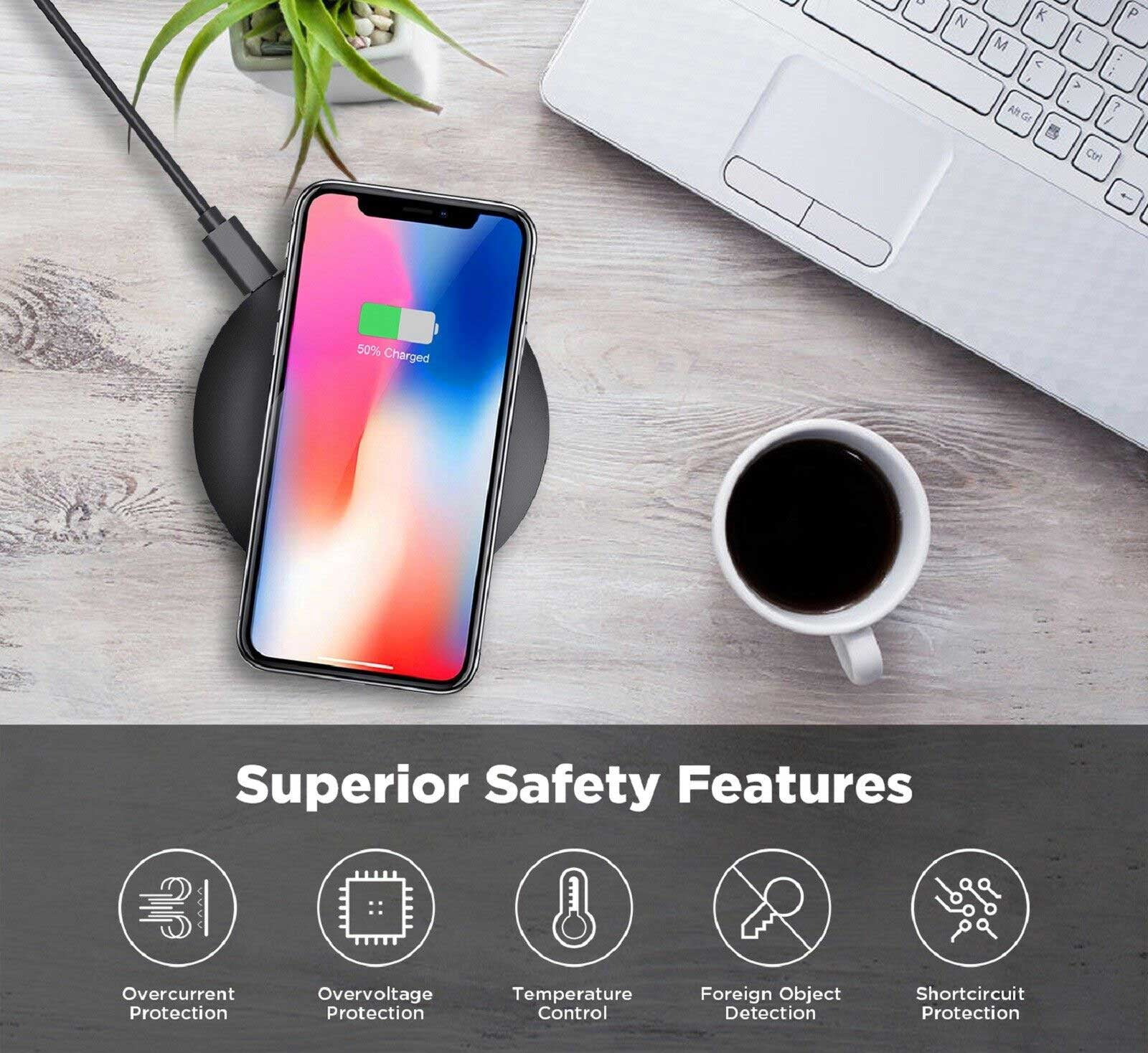 15W Fast Wireless Charger Compatible With iPhone 16e/17e - With USB Wall Charger Power Adapter Charging Pad Slim Quick Charge