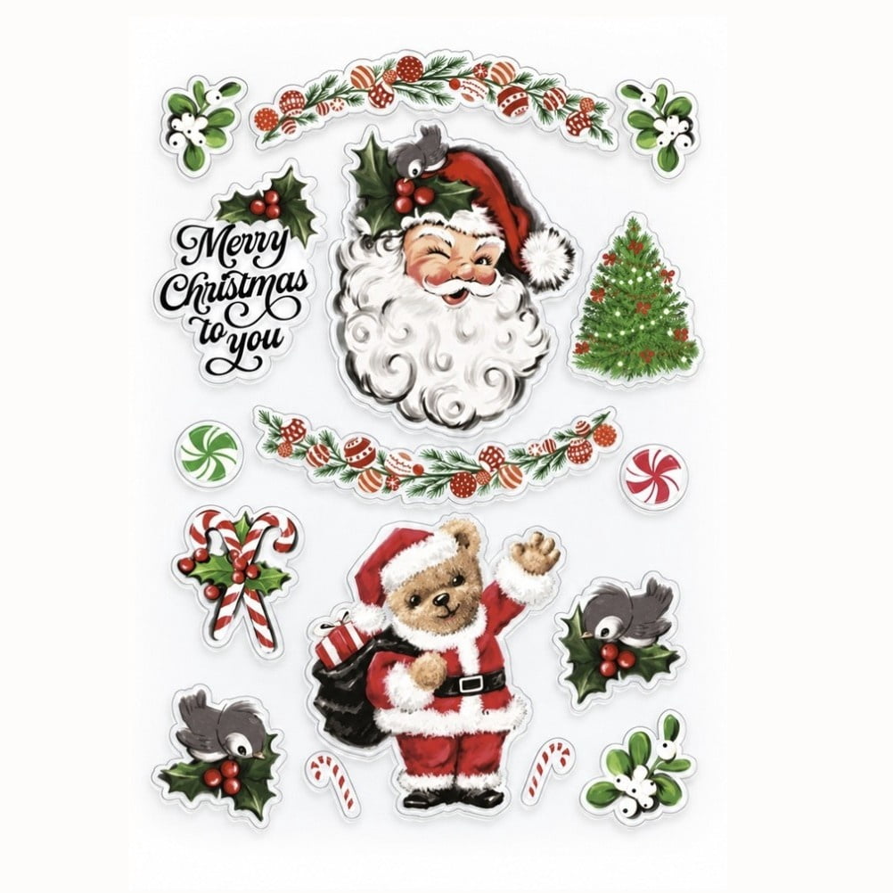 Santa and Bear Christmas Window Clings, Multicolor, 10.8" x 16.8", by Holiday Time