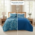 thumbnail image 4 of Regency Heights Twin/Twin Quilt Set, 3-Piece Reversible Bedspread Coverlet Set, Navy Blue Quilted Bedding Set with Shams for All Season, 4 of 12