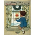 thumbnail image 2 of Jessie Willcox Smith 12x14 Black Ornate Wood Framed Double Matted Museum Art Print Titled: Have You a Red Cross Service Flag (1918), 2 of 5