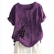 thumbnail image 1 of Camiseta Casual de Manga Corta con Botón de Cuello Redondo de las Mujeres, Tops Cortos para las Mujeres, 1 of 3