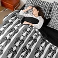 thumbnail image 4 of Homewish Black Bowknot 7pcs Bedding Comforter Set for Female Men Teens,Polka Dots Queen Bedding Sets Super Cozy,Geometric Stripes Queen Sheet Sets,Lightweight Room Decor,Reversible, 4 of 8