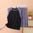 thumbnail image 2 of Lopecy-Sta Pajamas for Men Set Summer Home Wear Men's Summer Loose Color Blocked Set Round Neck Short Sleeve Tank Top with Shorts Home Clothes Two Piece Set, 2 of 3