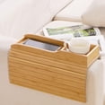 thumbnail image 2 of Couch Cup Holder, Anti Falling Couch Drink Holder, Natural Bamboo Sofa Cup Holder Armrest Tray, More Safe for You Family, Portable Couch Arm Tray Table for Remote/Snacks/Cellphone/Drinks/Cup, 2 of 6