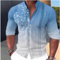 thumbnail image 1 of Camisa hawaiana para hombre con estampado de hojas, cuello alto, camisa larga de un solo pecho, ropa de diseñador para hombre moderna y de moda, 1 of 6